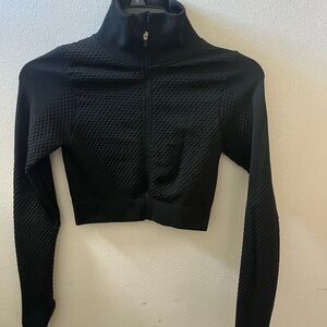 Black Textured Zip-Up Jacket